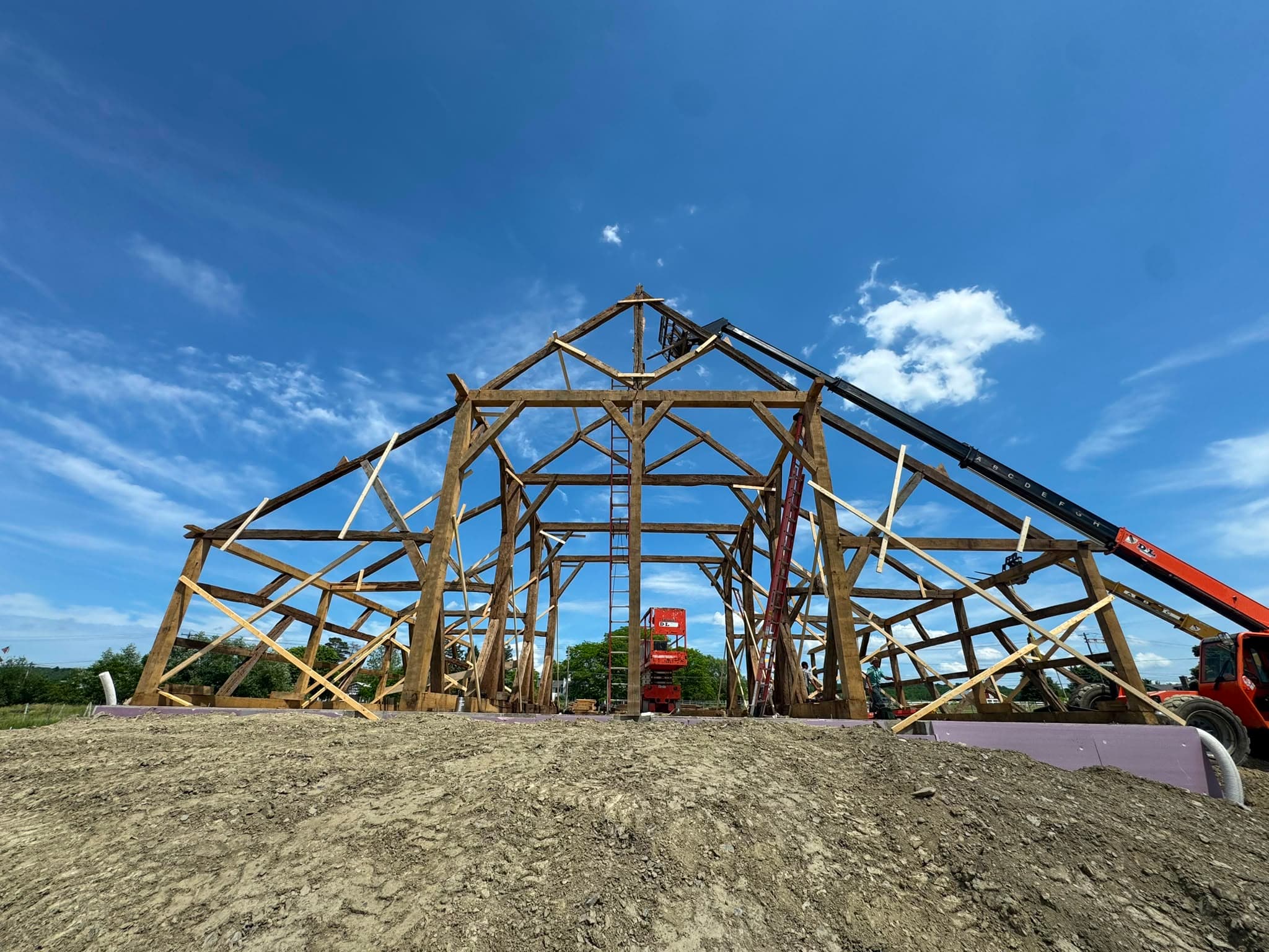 The 1487 oak frame raised again on the Seneca Lake site.